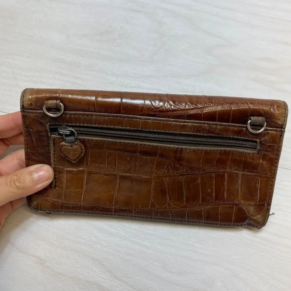 Vintage Brighton Two Toned Brown Black Leather‎ Wallet Billfold Trifold